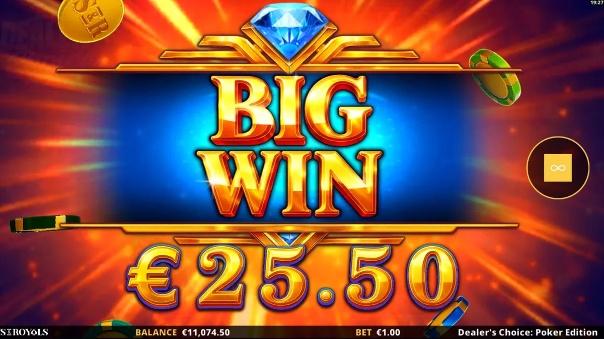 Dealer’s Choice: Poker Edition slot game interface na may poker theme
